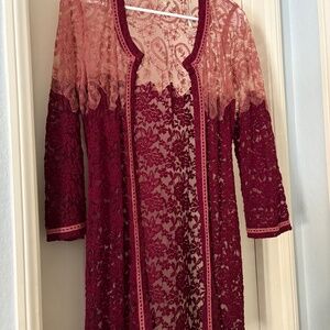Beautiful Lace Cranberry Blouse